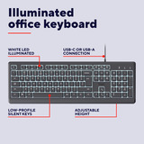Trust Primo Verlicht Toetsenbord Bedraad  Zwart, US lay-out (QWERTY), 100%, Stille Toetsen | Morsbestendig