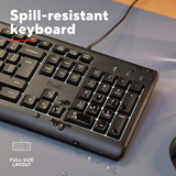 Trust Primo Verlicht Toetsenbord Bedraad  Zwart, US lay-out (QWERTY), 100%, Stille Toetsen | Morsbestendig