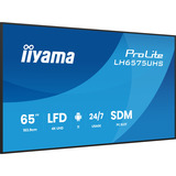 iiyama ProLite LH6575UHS-B2AG 64.5" 4K Ultra HD Public Display Zwart (mat), 3x HDMI | 1x DisplayPort | LAN | WiFi | 24/7