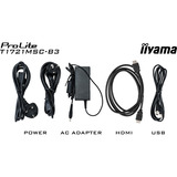 iiyama ProLite T1721MSC-B3 17" touchscreen monitor Zwart (mat), VGA, HDMI, Audio, 75Hz, Touch
