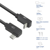 ACT Connectivity USB 3.2 USB-C (omhoog/omlaag haaks) naar USB-C (links/rechts haaks) kabel Zwart, 10 Gbit/s, 60W, 0,5 meter