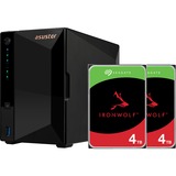 Asustor Drivestor 2 Pro Gen2 incl. 2x Seagate IronWolf 4 TB harde schijf nas Zwart, USB