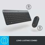 Logitech MK470 Slim draadloze desktopset Zwart, US-International lay-out (QWERTY), Scissor switches, 100%, 1000 dpi