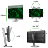 Philips 27B2G5200 27" monitor Zilver/zwart, VGA, HDMI, DisplayPort, USB, Audio, 100 Hz