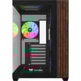 Thermaltake View 380 WS ARGB midi tower behuizing Zwart/houtkleur | 2x USB-A | 1x USB-C | RGB | Tempered Glass