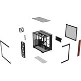 Thermaltake View 380 WS ARGB midi tower behuizing Zwart/houtkleur | 2x USB-A | 1x USB-C | RGB | Tempered Glass