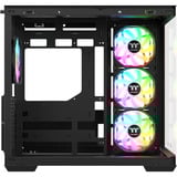 Thermaltake View 380 WS ARGB midi tower behuizing Zwart/houtkleur | 2x USB-A | 1x USB-C | RGB | Tempered Glass
