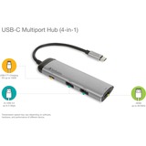 Verbatim USB 3.2 Gen 1 multiport hub, USB-C > 2x USB-A + USB-C + HDMI usb-hub Zilver/zwart, PD, opladen tot 100 watt