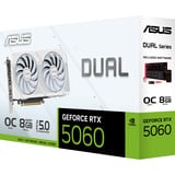 ASUS GeForce RTX 5060 DUAL OC WHITE 8GB grafische kaart Wit, DLSS 4, 3x DisplayPort, 1x HDMI 2.1