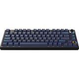 HelloGanss HS75T GC17, toetsenbord Zwart/donkerblauw, US lay-out, Gateron Yellow, 75%, RGB leds, PBT Doubleshot keycaps, hot swap, 2,4 GHz / Bluetooth / USB-C