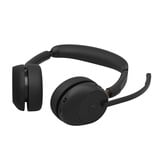 Jabra Evolve3 65 MS on-ear headset Zwart, Incl. oplaadstandaard, USB-A with Dongle, Bluetooth 5.3
