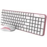 Qware Waterford draadloze combo, desktopset Roze/wit, EU lay-out (QWERTY), Membraan, 1500 DPI