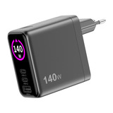 Sitecom 140W GaN Power Delivery Wall Charger with full color LED display oplader Zwart