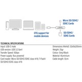 ACT Connectivity USB-C kaartlezer voor SD en micro SD, SD 4.0 UHS-II Aluminium