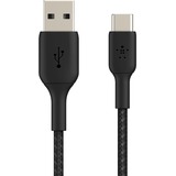 Belkin BOOSTCHARGE gevlochten USB-C/ USB-A kabel Zwart, 15 cm