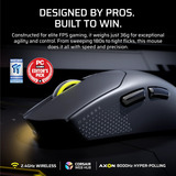Corsair Corsair SABRE v2 PRO Ultralight Black gaming muis Zwart, 100 - 33.000 DPI, 2,4 GHz / USB 2.0