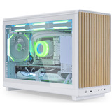 Lian Li A3-mATX White (Wood Edition) midi tower behuizing Wit/houtkleur | 2x USB-A | 1x USB-C