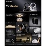 MCHOSE V9 Turbo+ Magnetic Wireless  over-ear gaming headset Zwart, Nintendo Switch, PlayStation 4, PlayStation 5, Mobiel, Pc, 2.4G / Bluetooth / USB