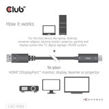 Club 3D DisplayPort 1.4 to HDMI 4K60Hz kabel adapter Zwart, HDR M/M 2m