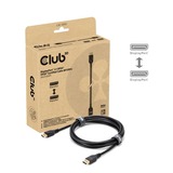 Club 3D Displayport 2.1 VESA DP54 gecertificeerde kabel male-male Zwart, 3 meter, 4K 240Hz, 8K 120Hz, 54Gbps