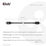 Club 3D Displayport 2.1 VESA DP54 gecertificeerde kabel male-male Zwart, 3 meter, 4K 240Hz, 8K 120Hz, 54Gbps