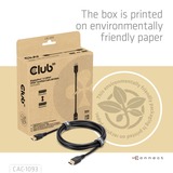 Club 3D Displayport 2.1 VESA DP54 gecertificeerde kabel male-male Zwart, 3 meter, 4K 240Hz, 8K 120Hz, 54Gbps