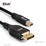 Club 3D MiniDisplayPort naar DisplayPort DP80 bidirectioneel adapter Zwart, 1 meter, Vesa-gecertificeerd