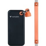 Verbatim Pocket 1 TB externe SSD Zwart/oranje, USB-C 3.2 Gen 2 (10 Gbit/s), Incl. met sleutelhanger en kabelbevestiging