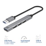 ACT Connectivity USB-A hub, 3x USB-A 2.0 en 1x USB-A 3.0 usb-hub Aluminium