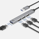 ACT Connectivity USB-A hub, 3x USB-A 2.0 en 1x USB-A 3.0 usb-hub Aluminium