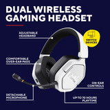 Trust GXT 493W Carus Draadloze headset over-ear gaming headset Wit, 2.4GHz, Bluetooth, Audio (3.5mm)