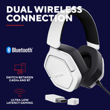 Trust GXT 493W Carus Draadloze headset over-ear gaming headset Wit, 2.4GHz, Bluetooth, Audio (3.5mm)