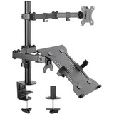 goobay Monitor Mount 13 tot 32 inch met Laptop Arm Flex, 10 tot 15.6 inch monitorarm Zwart
