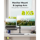 goobay Monitor Mount 13 tot 32 inch met Laptop Arm Flex, 10 tot 15.6 inch monitorarm Zwart