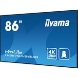 iiyama ProLite LH8675UHS-B1AG 85.6" 4K Ultra HD Public Display Zwart, HDMI, DisplayPort, LAN, WiFi, USB, Audio, Android
