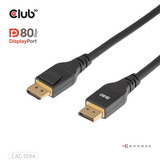Club 3D Gecertificeerde DisplayPort 2.1 kabel Zwart, 2 meter, 10K