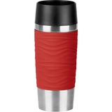 Emsa Travel Mug Wave Thermosbeker Rood/roestvrij staal, Quick Press sluiting