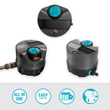 GARDENA Irrigatiesysteem AquaPrecise op zonne-energie voor gazon sprinklersysteem Grijs/turquoise, Sproeioppervlak 320 m²
