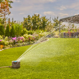 GARDENA Irrigatiesysteem AquaPrecise op zonne-energie voor gazon sprinklersysteem Grijs/turquoise, Sproeioppervlak 320 m²