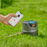 GARDENA Irrigatiesysteem AquaPrecise op zonne-energie voor gazon sprinklersysteem Grijs/turquoise, Sproeioppervlak 320 m²