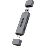 USB-A + USB-C Stick Card Reader with USB Port kaartlezer