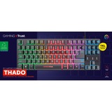 Trust GXT 833 Thado TKL gamingtoetsenbord , gaming toetsenbord Zwart, US lay-out, Membraan, TKL, RGB