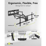 goobay Wide Range TV Wall Mount Pro FULLMOTION (XL), 43 tot 90 inch wandmontage  Zwart