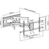 goobay Wide Range TV Wall Mount Pro FULLMOTION (XL), 43 tot 90 inch wandmontage  Zwart