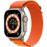 Apple Watch Ultra smartwatch 49 mm, Oranje Alpine-bandje Small, Titanium, GPS + Cellular