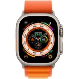 Apple Watch Ultra smartwatch 49 mm, Oranje Alpine-bandje Small, Titanium, GPS + Cellular