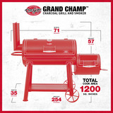 Char-Griller Grand Champ Offset Smoker houtskoolbarbecue Zwart