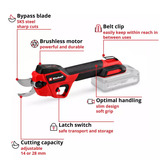 EINHELL Professionele accusnoeischaar GP-LS 18/28 Li BL-Solo takkenschaar Rood/zwart, Accu en oplader niet inbegrepen, Power X-Change