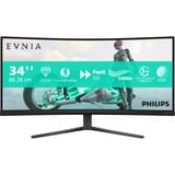 Philips Evnia 34M2C3500L/00 34" Curved UltraWide gaming monitor Zwart, 2x HDMI, 1x DisplayPort, HDR10, 180 Hz