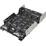 SilverStone SDP13 3,5" Bay naar PCIe NVMe M.2 SSD adapter inbouwframe Zwart, voor 4x M.2 SSD